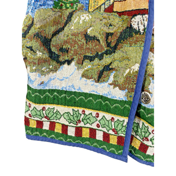 Lighthouse Tapestry Coat Jacket Christmas Art to Wear Grandmacore Size Small Vtg - Picture 5 of 16